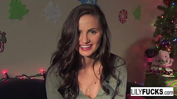 Lily's steamy solo session for Christmas: titillating tits and satisfying holes